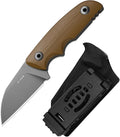 Kizer Snick Fixed Blade Knife with Sheath 2.68 AEB-L Steel Sheepfoot Camping Knife with Brown G10 Handle EDC Knives for Hiking 1085A2