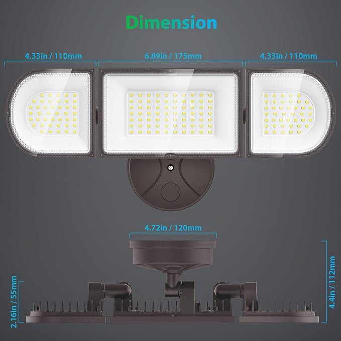 iMaihom 140W Flood Lights Outdoor 14000LM Ultra Bright LED Flood Light Outdoor 3 Adjustable Heads Security Lights IP65 Waterproof Outside Flood Light 6500K Floodlight for Yard Garage Court (Brown)