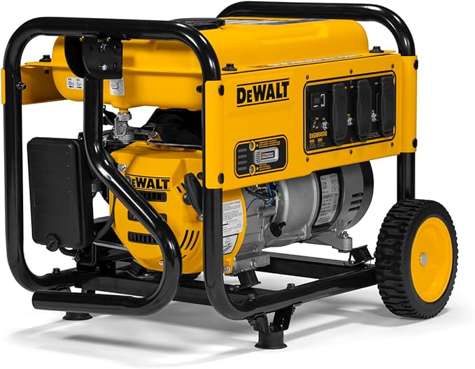DeWalt 5000 Starting Watt Portable Gas Generator 223cc Engine Idle Control Technology CO Protect Carbon Monoxide Detection Never-Flat Wheels Emergency Jobsite Power 49 State