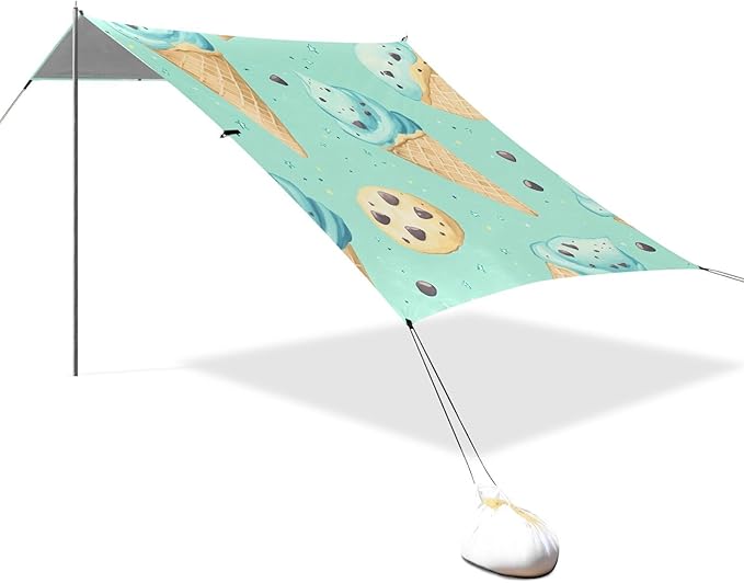 ALAZA Ice Cream Cookies Pattern Beach Tent Sun Shelter Portable Canopy Sunshade for Outdoor Camping Picnics Backyard Fun 10x9 ft