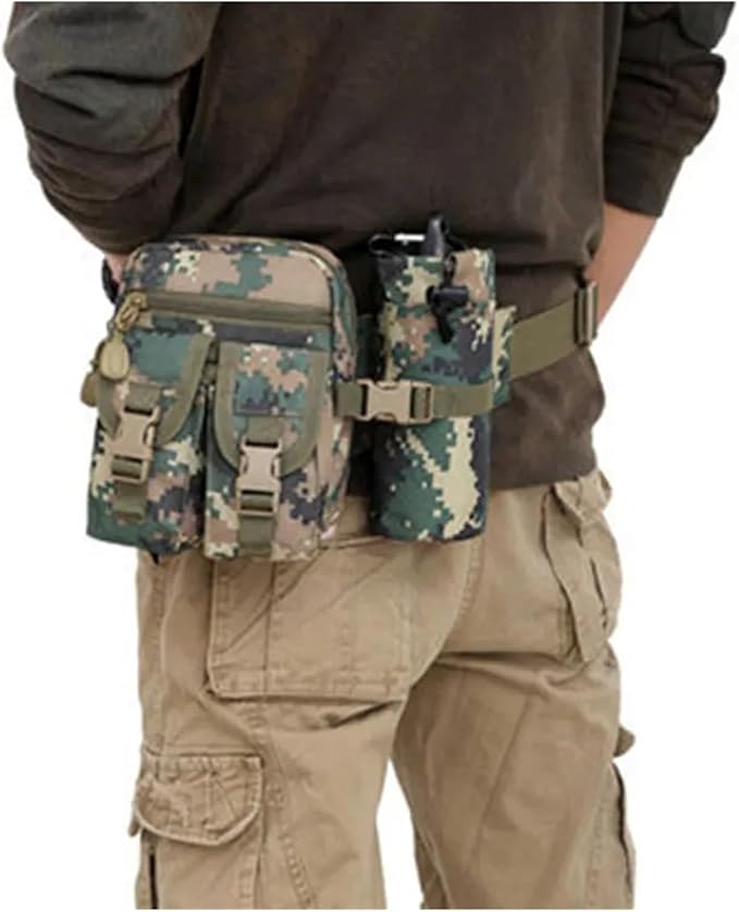 Waterproof Nylon Fanny Pack Men Tactical Military Army Waist Bag Hiking Outdoor Camping Shoulder Bum Belt Bum Sport Chest Bags(Mud color)