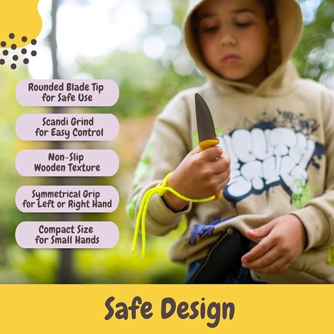 BPSKNIVES Season Series Summer - Kids First Knife - Bushcraft Knives for Boys - Whittling Knives for Kids - Safe Kid Knife with Sheath &amp Rounded Tip - Camping Knife - Gift for Boys
