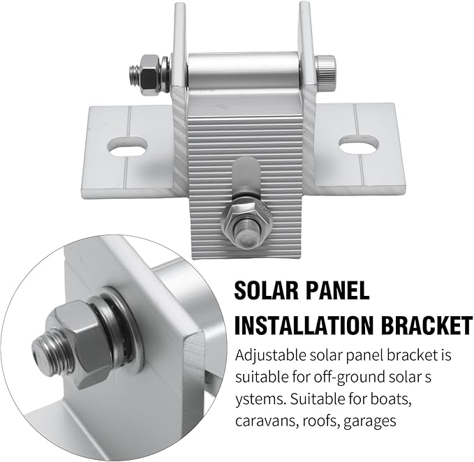 Saihisday 8Pcs Adjustable Brace Fitting Solar Panel Tilt Mounting Bracket Base Solar Panel Unistrut Bracket Angle 10°-60° for Flat Roof Installation Use on Boats RVs Marine Applications