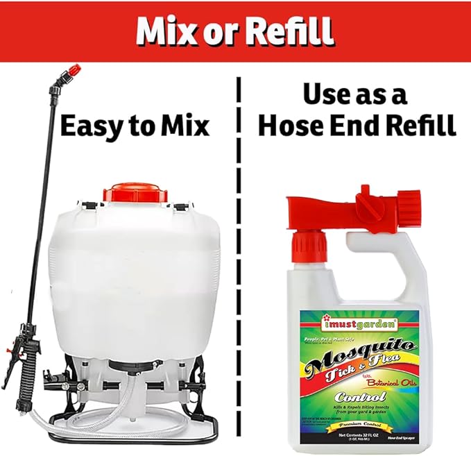 I Must Garden Outdoor Yard Spray Concentrate: Kills &amp Repels Mosquitos Ticks Fleas and Other Biting Insects – Powerful Blend of Natural Essential Oils – Safe for People Pets &amp Plants – 32o