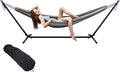COLIBROX Double Hammock Two Person Adjustable Hammock Bed with Space Saving Steel Stand Includes Portable Carrying Case Easy Set Up (Desert)