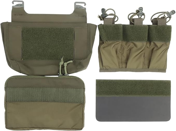 Removable Tactical G-Hook Front Flap Double Stack Abdominal Fanny Pack with 5.56mm Triple Magazine Insert and Kangaroo Pouch