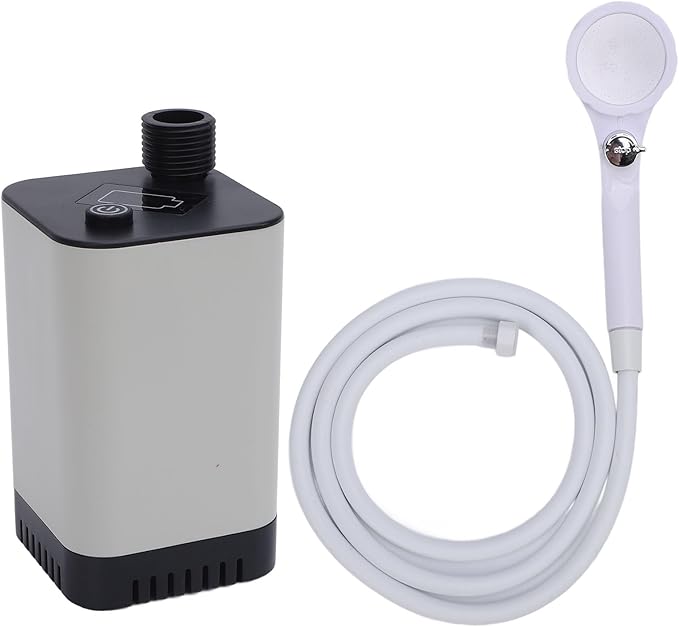 AYNEFY Rechargeable Camping Shower Pump 5200mAh Battery Powered Shower for Outdoor Camping Traveling with Head Easy Install Ideal for Beach