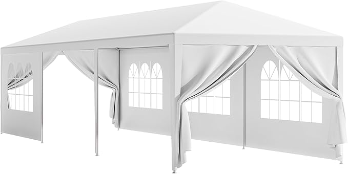 HomGarden 10'x30' Outdoor Party Tent Heavy Duty Large Backyard Canopy Tent Cater Party Favor Supplies Patio Gazebo for Outdoor Events Wedding Gatherings BBQ with Removable Sidewalls
