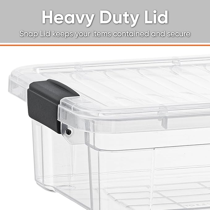 Superio Storage Bins with Lids- 2 Pack 7.4 Qt Clear Boxes for Organizing Stackable Plastic Containers- BPA Free Non-Toxic Odor Free Organizer for Home Office Dorm