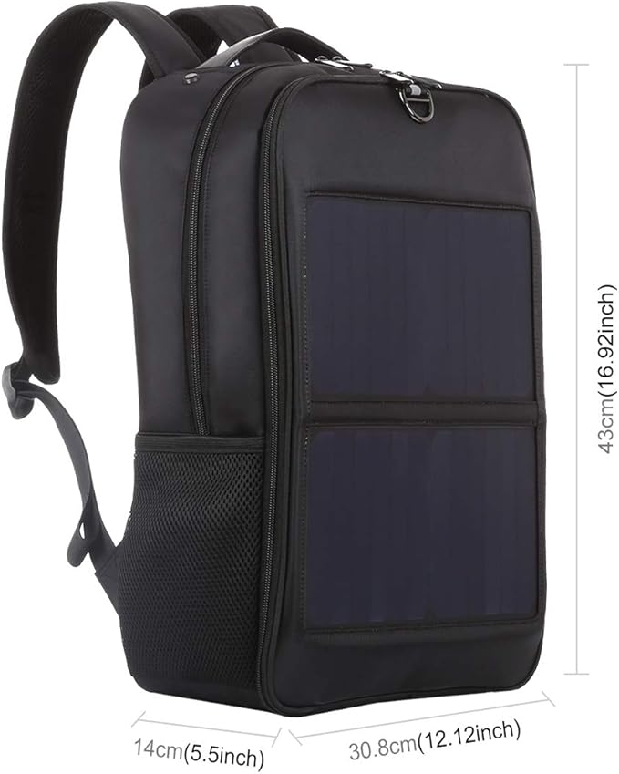 TOZLU 5V 14W Solar Panel Power Backpack Large capacity Laptop Bag with Handle USB Charging Port Nylon Outdoor Backpack for Hiking Biking Running Outdoors sport
