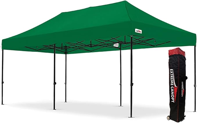 Flare Shade Heavy Duty Steel Pop Up Canopy Tent (Green 10ft x 20ft)