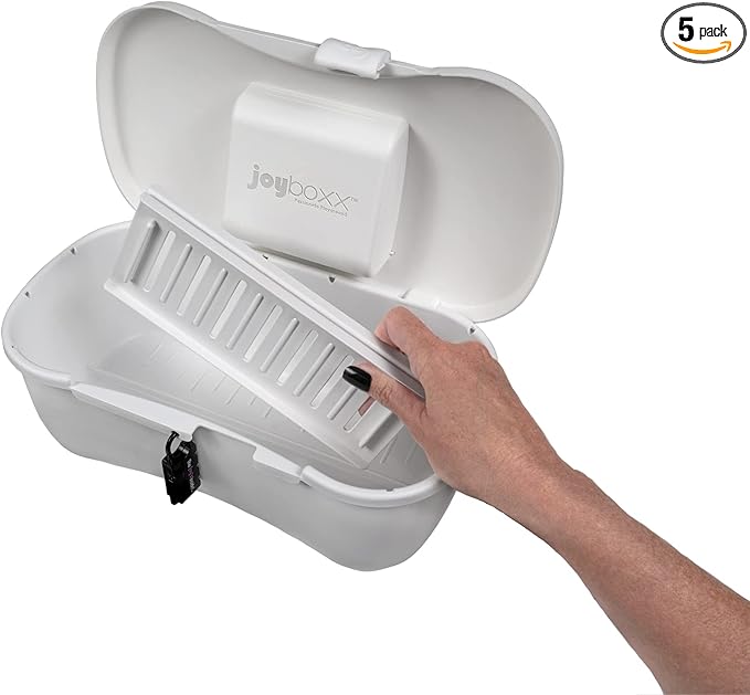 Joyboxx + Playtray Limited Edition - The #1 Toy Box for Adults - Hygienic Clean and Lock Storage System Made in The USA Non-Toxic Recyclable (White and White)