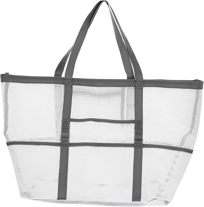 Housoutil 2pcs Portable Beach Toiletry for Toy with Organizers Use Multifunctional Mesh Bag Handle Basket Whitex2pcs 59x36cmx2pcs