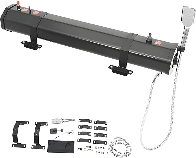 Roof Mount Camping Shower Portable Camping Solar Shower Portable Car Camping Shower Kit Outdoor Activities Water Supply with Balancing Screws and Metal Feet PVC Material 7.93加仑/30升