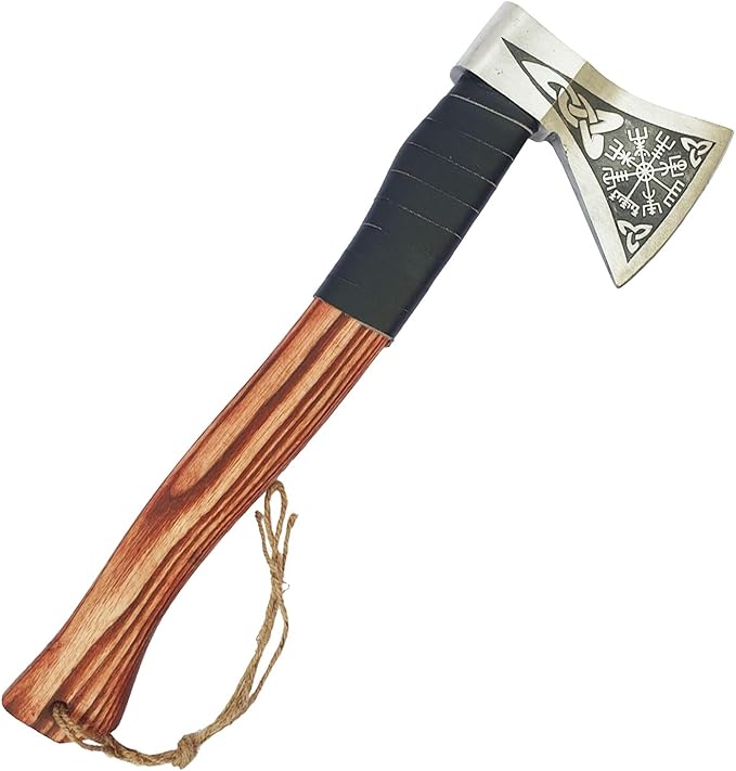 Hatchet Axe Handmade Carbon Steel Viking Axe Real Bearded Hatchet Blade Camping Hatchet Axe Bearded Axe with Wooden Handle Viking Throwing Axe Vikings Hatchet with SheathViking Gifts for Men