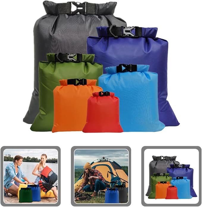 Multi-Function Waterproof Dry Bags Set 6pcs Lightweight Roll-Top Storage Pouches with Compression for Outdoor Adventure and Water Sports