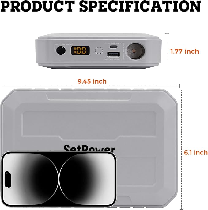 Setpower PG216Wh Portable Power StationMagnetic Power BankOutdoor Generator for SetPower 12V Refrigerator PT35/PT45/PT55/RV45S Home Backup Outdoor Emergency RV Van Hunting