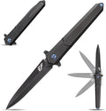 Eafengrow EF940 Pocket Knife D2 Steel Blade Outdoor Tool knives Titanium Alloy Handle Pocket Clip Outdoor Tool knives EDC Flipper Knife for Camping Hiking(black)
