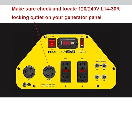 30 Amp Generator to House Hook-up Kit for Square D Homeline 150/200/225 Amp Load Center Including Generator CordPower Inlet BoxPanel Interlock Kit and Circuit Breaker (25 Ft Gen Cord)