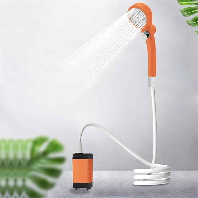 Portable Camping Shower Pump for Traveling: Water Pump with 6000mA Rechargeable Battery &amp Bucket for Family Camping Trip