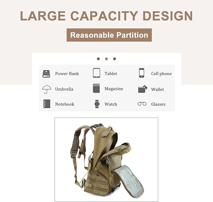 Large Capacity Men's Tactical Outdoor Backpack Oxford Cloth Camping Travel Duffle Bags Multi-pocket Hiking Daypack (C/Multicolor)