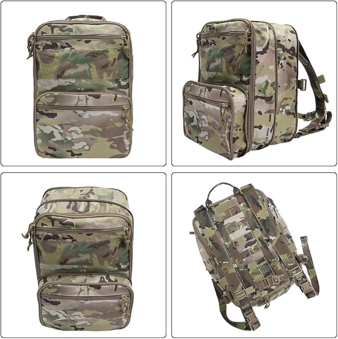 SINAIRSOFT Tactical Expandable Backpack Tactical Hydration Backpack Tactical MOLLE Flatpack D3 Carrier for Vest &amp Chest Rig (DE)