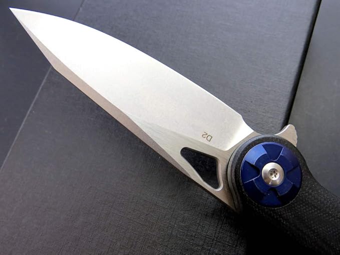 Eafengrow EF76 Folding Knife for Camping EDC Pocket Knife with G10 Handle &amp D2 Stone-washed Blade Hunting Outdoor Tool (black)