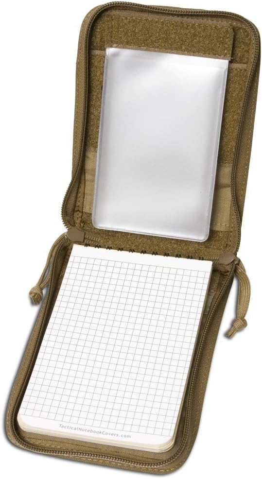 Tactical 4x6 Notepad Cover System Zippered with 4 Pleated Pen/Marker Slots | Fits Notepad 4x6 in Size