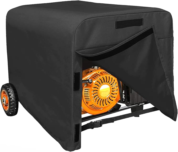Generator Cover Waterproof 26 x 20 x 20 inch Heavy Duty Thicken 600D Polyester Universal Generator Cover for Portable Generators 3800-6500 Watt Black