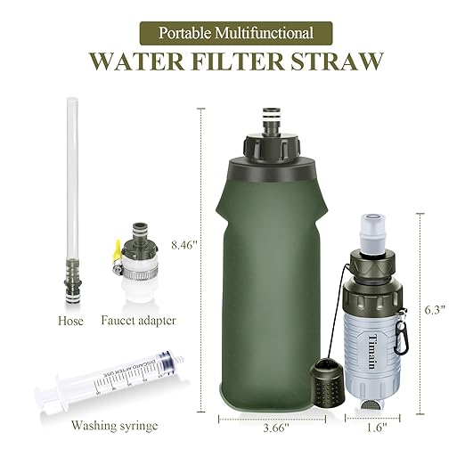 2 Pack Timain Portable Personal Water Filter StrawWater Purifier Survival for Emergency PreparednessOutdoor ActivitiesTravelCamping HikingFishingHunting.