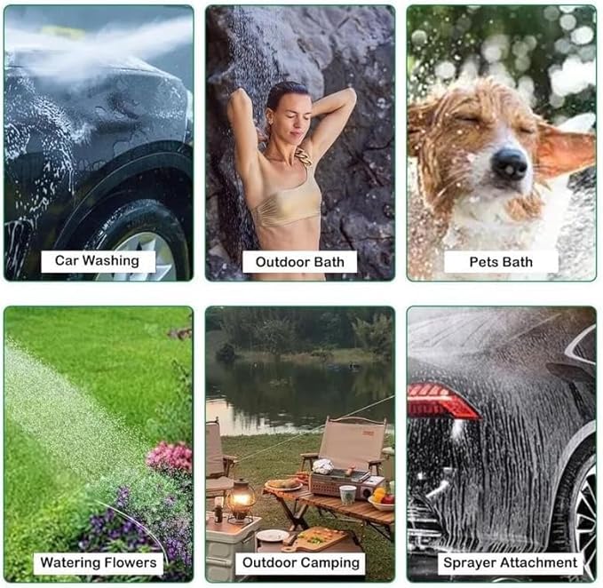 Portable Shower for Camping USB Rechargeable Portable Shower Pump with Digital Display Battery Powered Camping Shower Head for Outdoor Hiking Pets &amp Travel