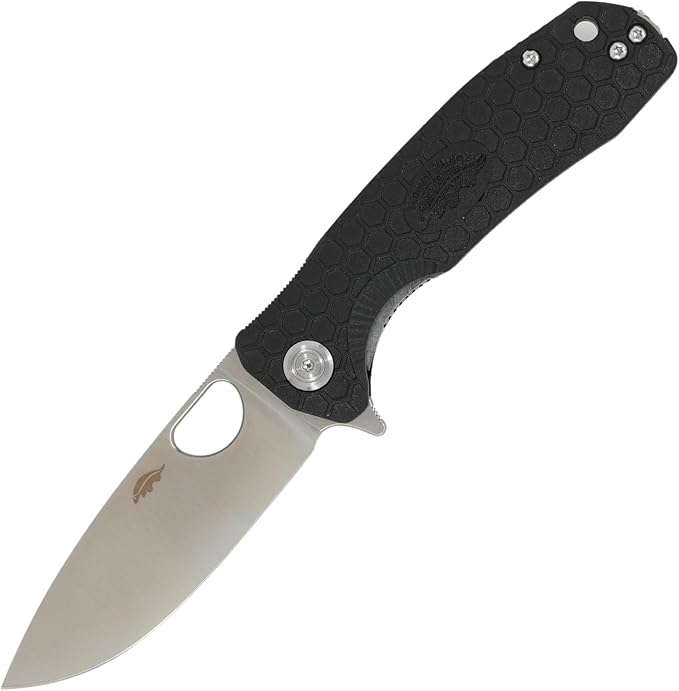 Honey Badger Large Pocket Knife EDC Drop Point Folding Utility Knife 3.6 Steel Blade Reversible Pocket Clip - (3.8oz) Drop Point Large Black D2 HB1008
