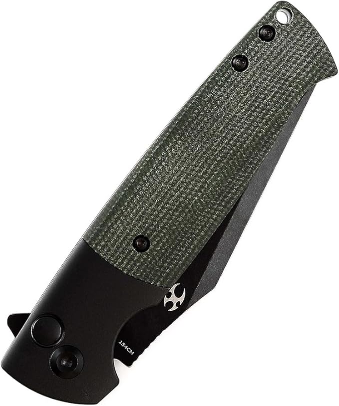 KANSEPT Shikari SBL Pocket Folding Knives EDC Camping Folding Knife 3.35'' 154CM Material Pocket Folding Knife with Black Aluminum Green Micarta Handle Everyday Carry T2027B3
