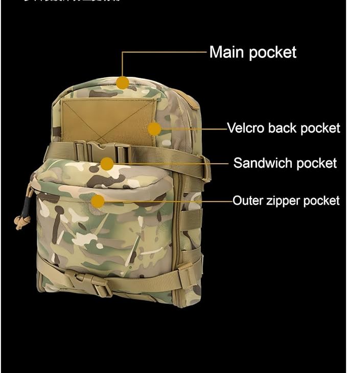 Tactical accessory bag suitable for hiking running mountaineering and bicycle bag lightweight strapless accessory backpack 12.2 x 9.05 x 4.33 inches multiple pockets with magic stickers