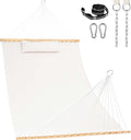 Lazy Daze Hammocks 12 FT Sunbrella Fabric Hammock not Fading with Spreader Bars and Free Pillow Fits for 2 Persons All Weather and Fade Resistant for Patio Yard 450 lbs Capacity Cast Pumice