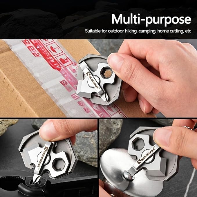 Titanium alloy EDC multi-function tool four-in-one including unpacking knife screwdriver M8 board handle and other functions outdoor multi-function tool Daily wear and wear