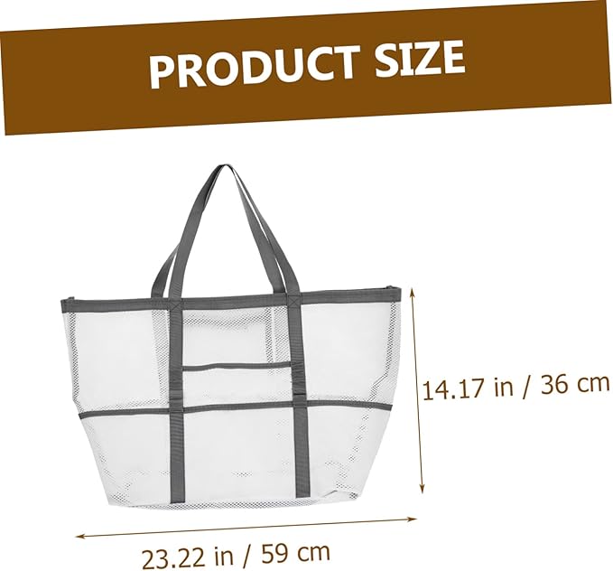 DOITOOL 2pcs Tote Handle Mesh Toy Use Bag Beach Organizer for Organizers Shower Basket Outdoor with Whitex5pcs 59x36cmx5pcs