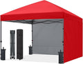 ABCCANOPY Easy Pop up Canopy Tent with 2 Sidewalls for Outdoor Sun Blocking or Rain Protection10x10 Red