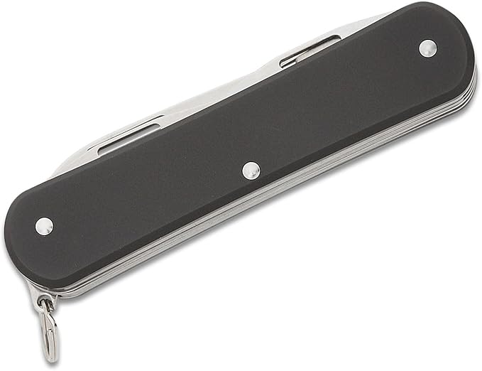 Fox Knives Vulpis FX-VP130-F4 Slipjoint Folding Knife 4-in-1 Multitool 2.17in Blade Bottle Opener Can Opener Flat Head Screwdriver Scissors - Compact Versatile Minimalist Pocket Knife (Black)