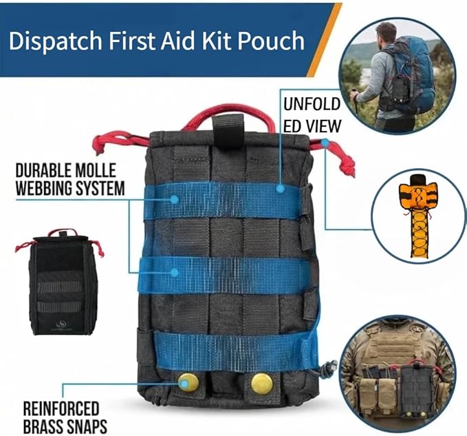 Roaring Fire Dispatch First Aid Kit Pouch Tactical Molle Utility Pouch for Outdoor Activities and Emergency Uses EDC Pouches Outdoor Survival Kit