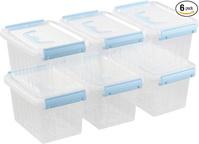 3 Quart Plastic Storage Bins Pack of 6 Small Boxes with Lids