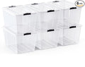 Lifetime Appliance Parts 6 PACK 54 Qt. Plastic Storage Bin Tote Organizing Container with Ultra Durable Lid &amp Secure Latching Buckles Stackable Extra Strength Clear w/Black Handle