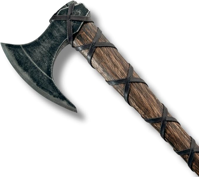 Ragnar Viking Axe 25” Norse Axe Inspired by Ragnar Lothbrok Carbon Steel Blade with Leather Wrapped Wooden Handle &amp Leather Sheath Viking Axe for Hunting Camping &amp Display