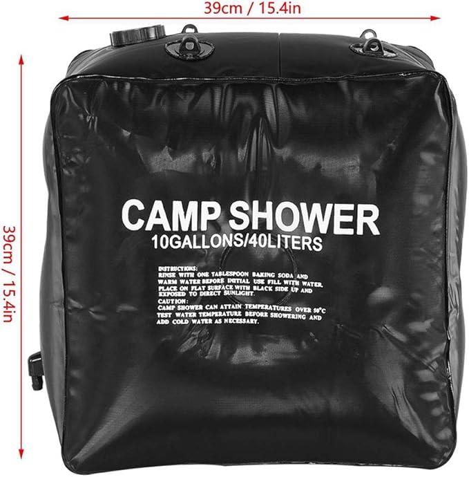 Acouto 40L Portable Solar Heated Camping Shower Bag with Easy Hanging Cord for Outdoor Fun