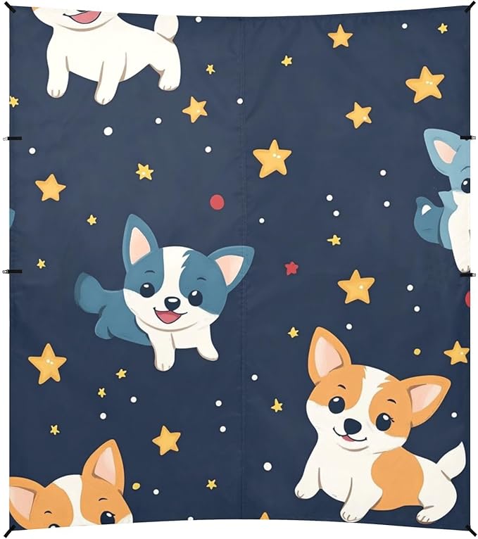 ALAZA Cute Puppies Dog Stars Seamless Beach Tent Sun Shelter Portable Canopy Sunshade for Outdoor Camping Picnics Backyard Fun 10x9 ft
