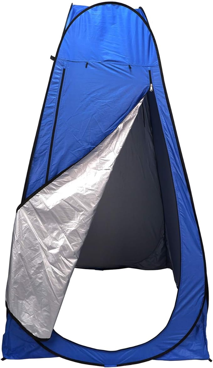 Pop Up Privacy Tent Blue Camping Shower Tent Outdoor Changing Tent Portable Bathroom Toilet Tent Privacy Tent with Portable Bag for Camping Beach Hiking Travelling