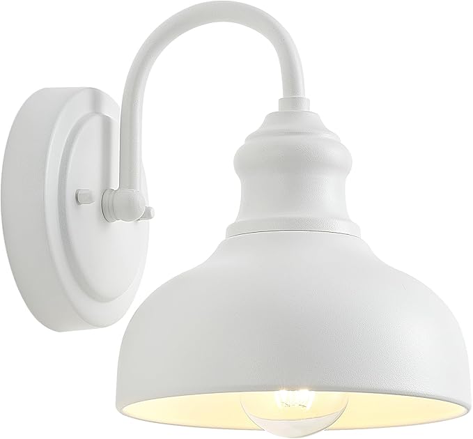 7 Inch Dome Outdoor Gooseneck Lighting Fixture Exterior Small Porch Light Fixtures with Wall Mount Farmhouse Style External Barn Door Wall Sconce Gooseneck Barn Lighting Wall Lamp for House