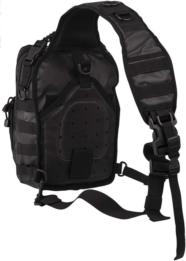 Mil-Tec One Strap Assault Pack Small - Tactical Rugged Durable Ergonomic Versatile Sling Backpack with MOLLE Loops Black 10Liters