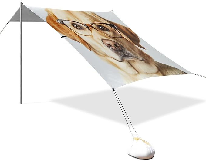 ALAZA Retriever Labrador Wearing Transparent Glasses Beach Tent Sun Shelter Portable Canopy Sunshade for Outdoor Camping Picnics Backyard Fun 10x9 ft
