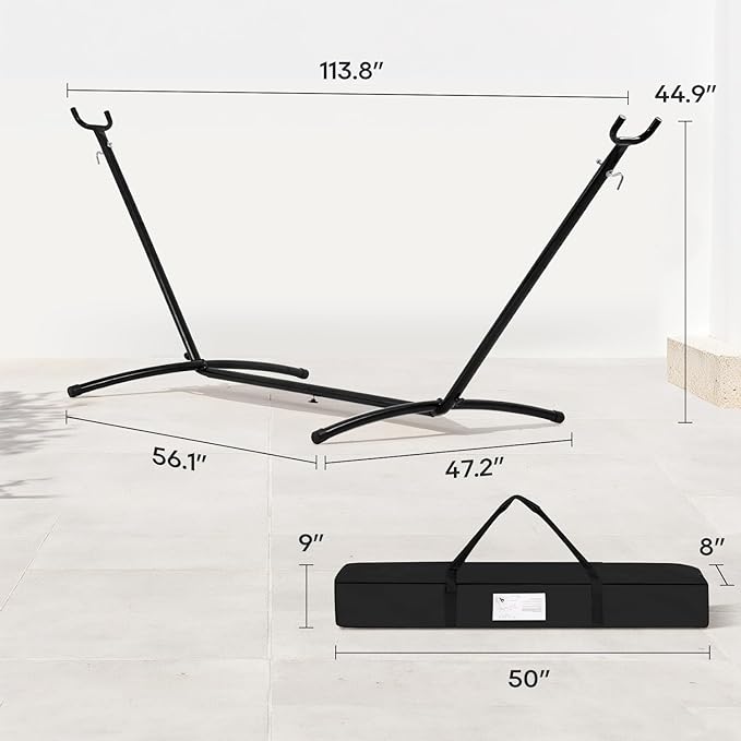 Hammock Stand Portable Heavy Duty Hammock Stand Portable Steel Stand Only for Outdoor Patio or Indoor with Carrying Case (No Hammock)